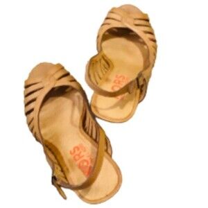 KORS Michael Kors Leather High Heeled Slingback Pointed Open Toe Sandal